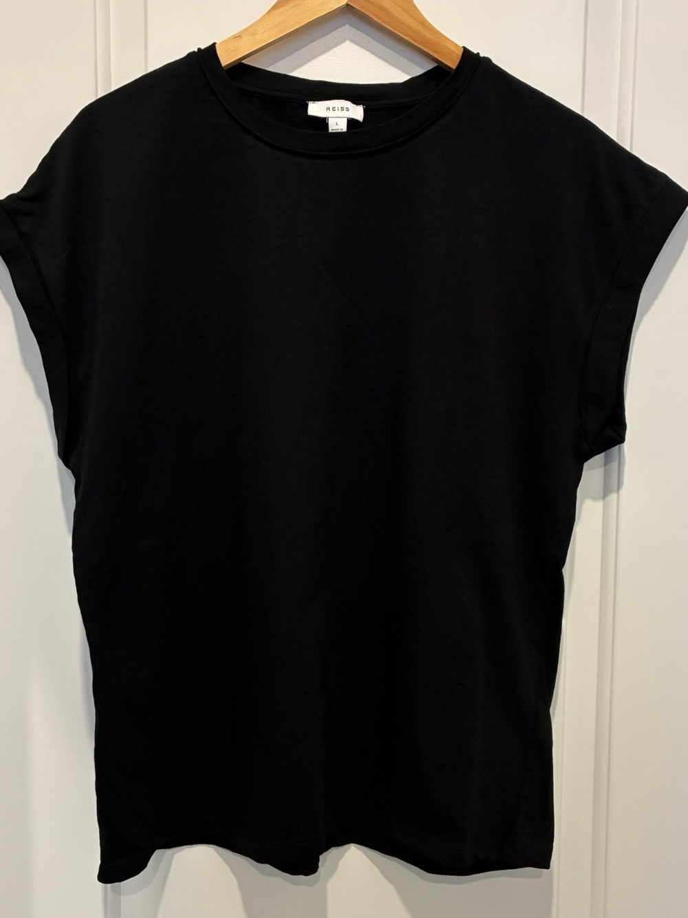 Reiss Black Cap-Sleeve Tank Top